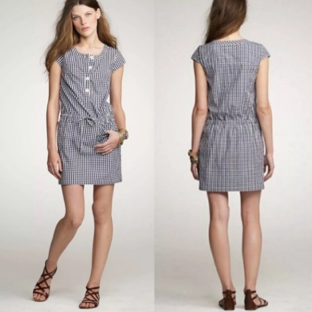 J Crew Gingham Minidress Olivia Cap Sleeves Preppy …